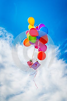 Colorful balloon on blue sky