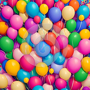 Colorful Balloon Release - A Festive Celebration of Blue, Yellow, Green, Pink, and Red