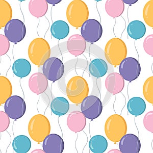 Colorful balloon seamless pattern isolated on white background. Wrapping paper,textile design.