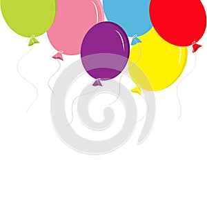 Colorful balloon set with bow and thread Greeting card background Temlate Flat design