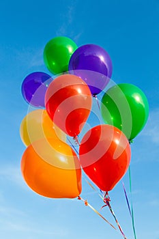 Colorful balloons on a beautiful blue sky