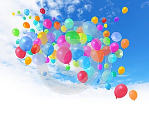 Colorful balloons on blue sky