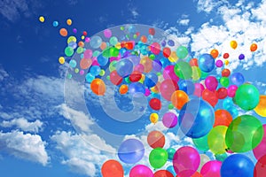 Colorful balloons on blue sky