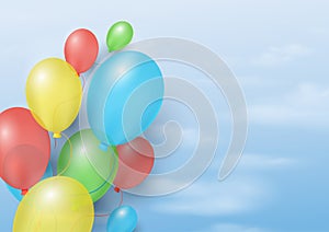 Colorful balloons on blue sky background.Vector illustration.