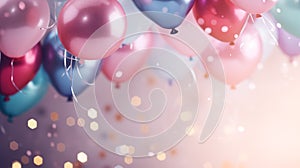 colorful balloons and confetti on a background