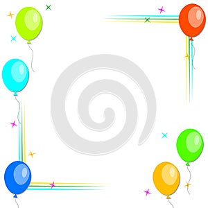 Colorful balloons festive frame in flat style .Vector illustration