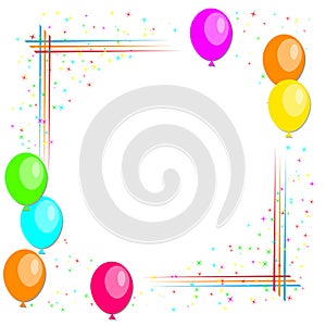 Colorful balloons festive frame in flat style .Vector illustration