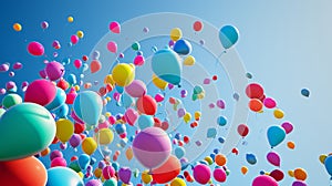 Colorful balloons flying in the blue sky.