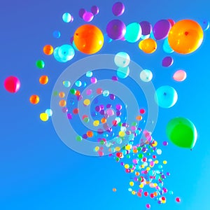 Colorful Balloons flying in the sky party