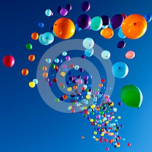 Colorful Balloons flying in the sky party