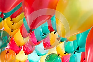 Colorful balloons with happy celebration party