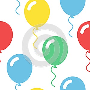 Colorful balloons seamless simple pattern on white background