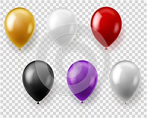 Colorful balloons set. Round balloon flying toys gift celebration birthday party wedding carnival, realistic vector