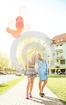 Colorful balloons in the street.