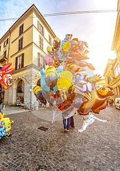 Colorful balloons on the street.