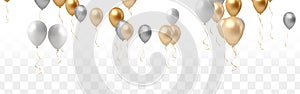 colorful balloons, vector illustration. Confetti and ribbons, Celebration background template with