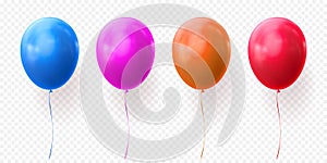 Colorful balloons vector transparent background glossy realistic baloons for Birthday party