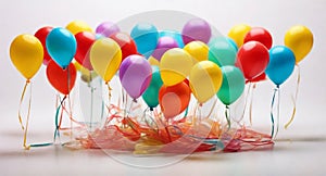 Colorful balloons on a white background. Holiday concept. Selective focus.