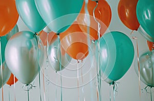 colorful balloons, white poster party