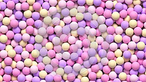 Colorful balls background. Pile of soft bright balls in pastel colors