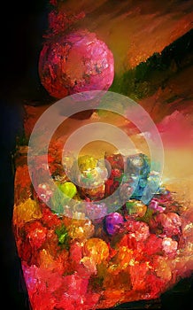 Colorful balls - colorful digital abstract painting artwork