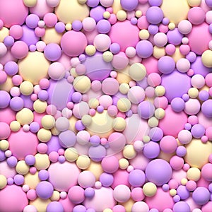 Colorful balls of different sizes. Pile of soft bright balls background