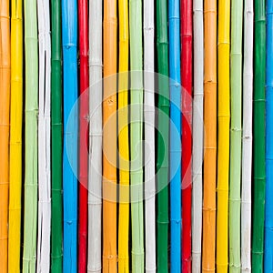 Colorful bamboo wall