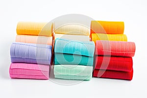 colorful bandages on pristine white background