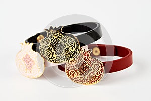 Colorful Bangle jewelry collection on white background, close-up