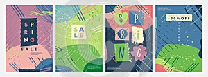 Colorful banners and posters for seasonal spring sale