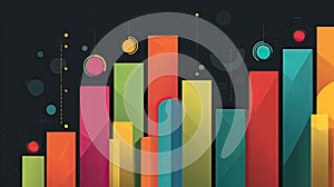 Colorful bar chart data visualizing financial growth and analytics