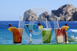 Colorful bar drinks in Cabo San Lucas Mexico