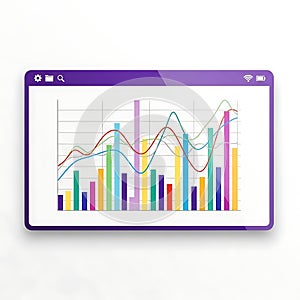 Colorful bar and line graph on a tablet screen for data visualization and analysis