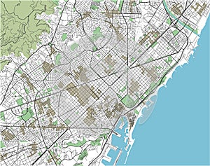 Colorful Barcelona vector city map