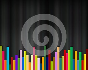 Colorful bars on black background, abstract backdrop