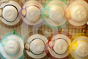 Colorful basketwork hats