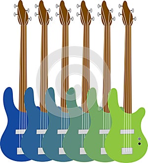 Colorful Bass Guitars