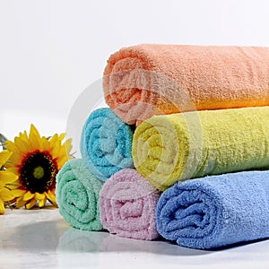 Colorful bath towels
