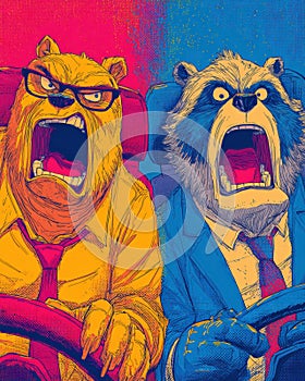 Explosive comic race: chill sloth vs wild raccoon Ã¢â¬\' vibrant pop-art style frame photo
