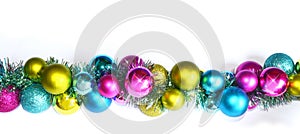 Colorful baubles and tinsel