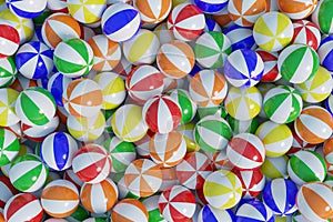 Colorful beach balls background. 3d illustration