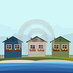 Colorful Beach Houses. Real Estate Concept