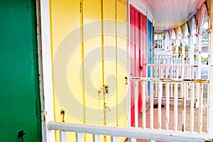 Colorful beach hut doors