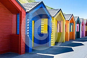 Colorful beach huts at Saltburn by the Sea, North Yorkshire