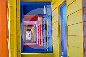 Colorful beach huts at Saltburn by the Sea, North Yorkshire