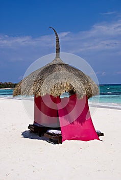 Colorful beach palapa