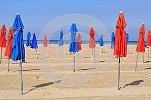 Colorful beach umbrellas in Deauville