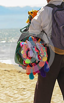 A Colorful Beach Vendor Selling Butterflys