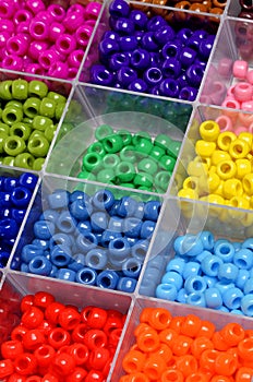 Colorful Beads in Bins for Creating Art Projects