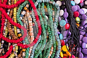 Colorful beads and fake coral necklaces